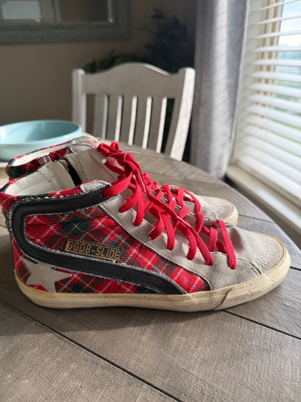 Golde Goose Tartan Red Plaid High-Top Sneakers - Picture 1 of 10
